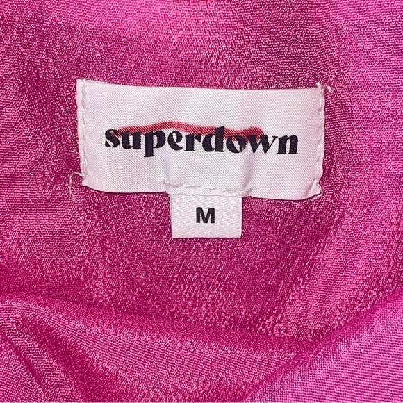 Superdown Revolve Samira Halter Neck Satin Mini Dress M Hot Pink Keyhole NEW! - Picture 6 of 6